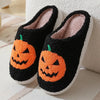 Jack O Lantern Pumpkin Fuzzy Slippers Cozy Halloween House Shoes