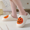 Jack O Lantern Pumpkin Fuzzy Slippers Cozy Halloween House Shoes