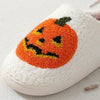 Jack O Lantern Pumpkin Fuzzy Slippers Cozy Halloween House Shoes