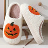 Jack O Lantern Pumpkin Fuzzy Slippers Cozy Halloween House Shoes