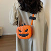 Jack O Lantern Pumpkin Crossbody Bag Cute Halloween Purse with Bat Strap Accents