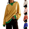 Oversized Colorblock Crewneck Sweatshirt Drop Shoulder Casual Pullover