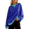 Oversized Colorblock Crewneck Sweatshirt Drop Shoulder Casual Pullover