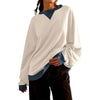 Oversized Colorblock Crewneck Sweatshirt Drop Shoulder Casual Pullover