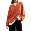 Oversized Colorblock Crewneck Sweatshirt Drop Shoulder Casual Pullover