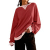 Oversized Colorblock Crewneck Sweatshirt Drop Shoulder Casual Pullover