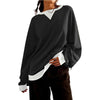 Oversized Colorblock Crewneck Sweatshirt Drop Shoulder Casual Pullover