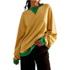 Oversized Colorblock Crewneck Sweatshirt Drop Shoulder Casual Pullover