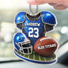 Personalized Football Player Name and Number Car Hanging Ornament Team Gift