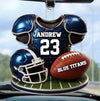 Personalized Football Player Name and Number Car Hanging Ornament Team Gift