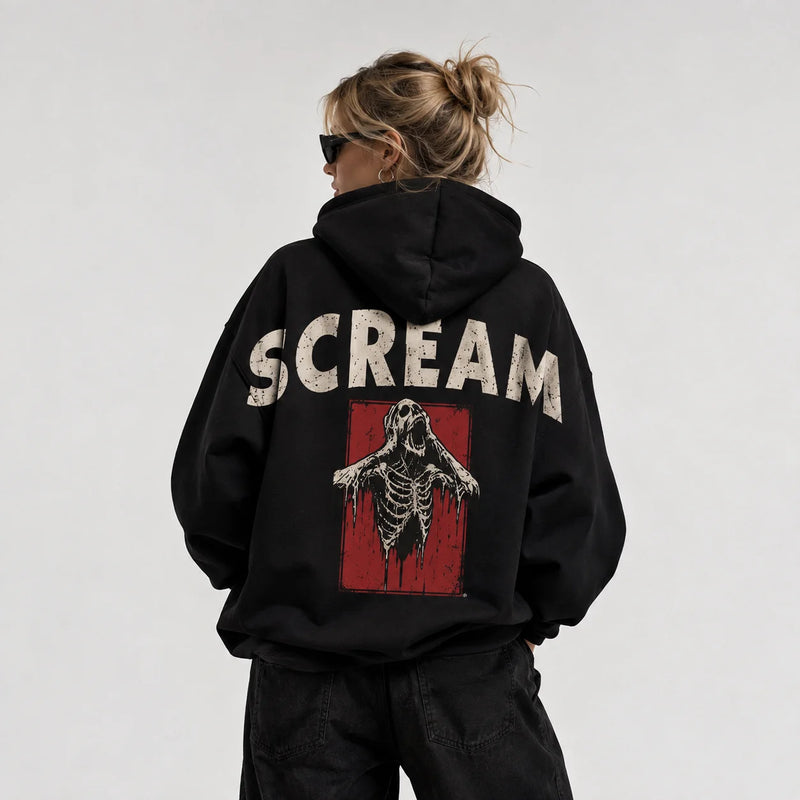 Scream Skeleton Horror Graphic Hoodie Unisex Grunge Streetwear