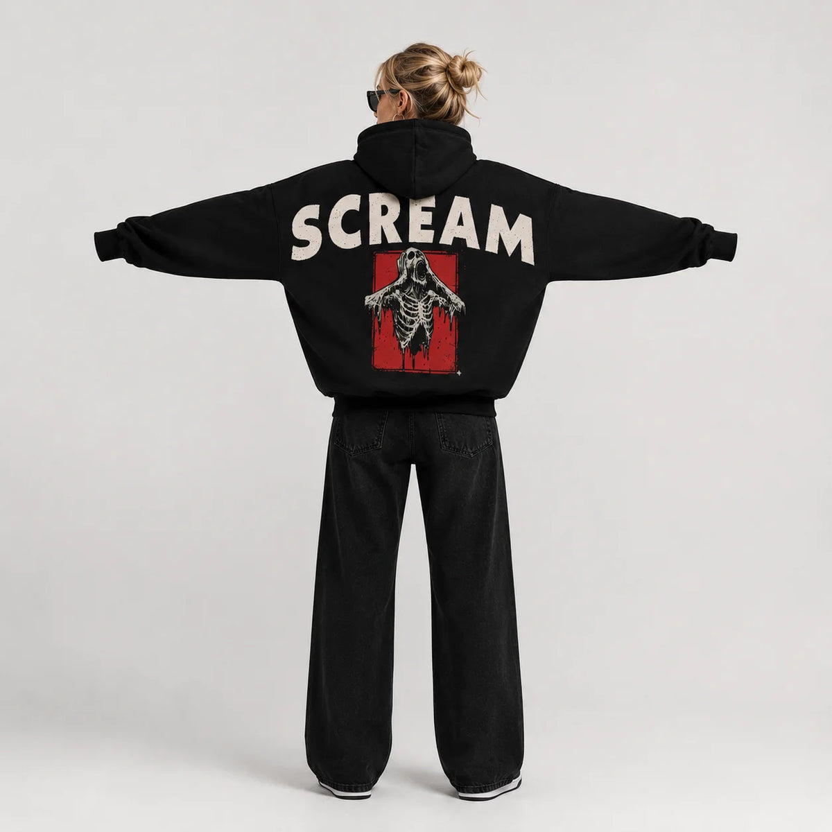 Scream Skeleton Horror Graphic Hoodie Unisex Grunge Streetwear