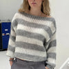 Striped Off-the-Shoulder Chunky Knit Sweater for Women Casual Fall Fashion