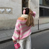 Striped Off-the-Shoulder Chunky Knit Sweater for Women Casual Fall Fashion