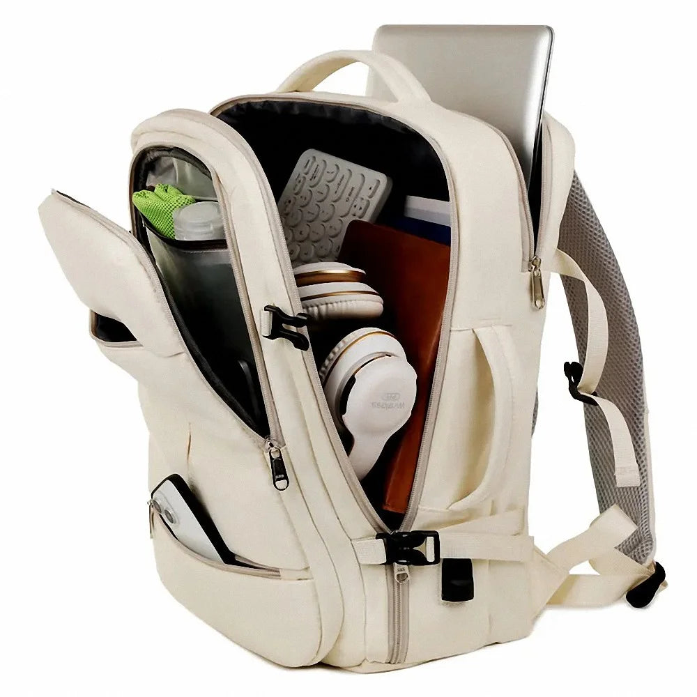 Large Capacity Backpack For Women Men Multiple Pockets And Zippers Versatile Minimalist Commuter Travel Backpack with USB Charging Port and Laptop Sleeve