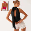 Y2K Tie-Front Deep V-Neck Halter Top for Women Summer Going Out
