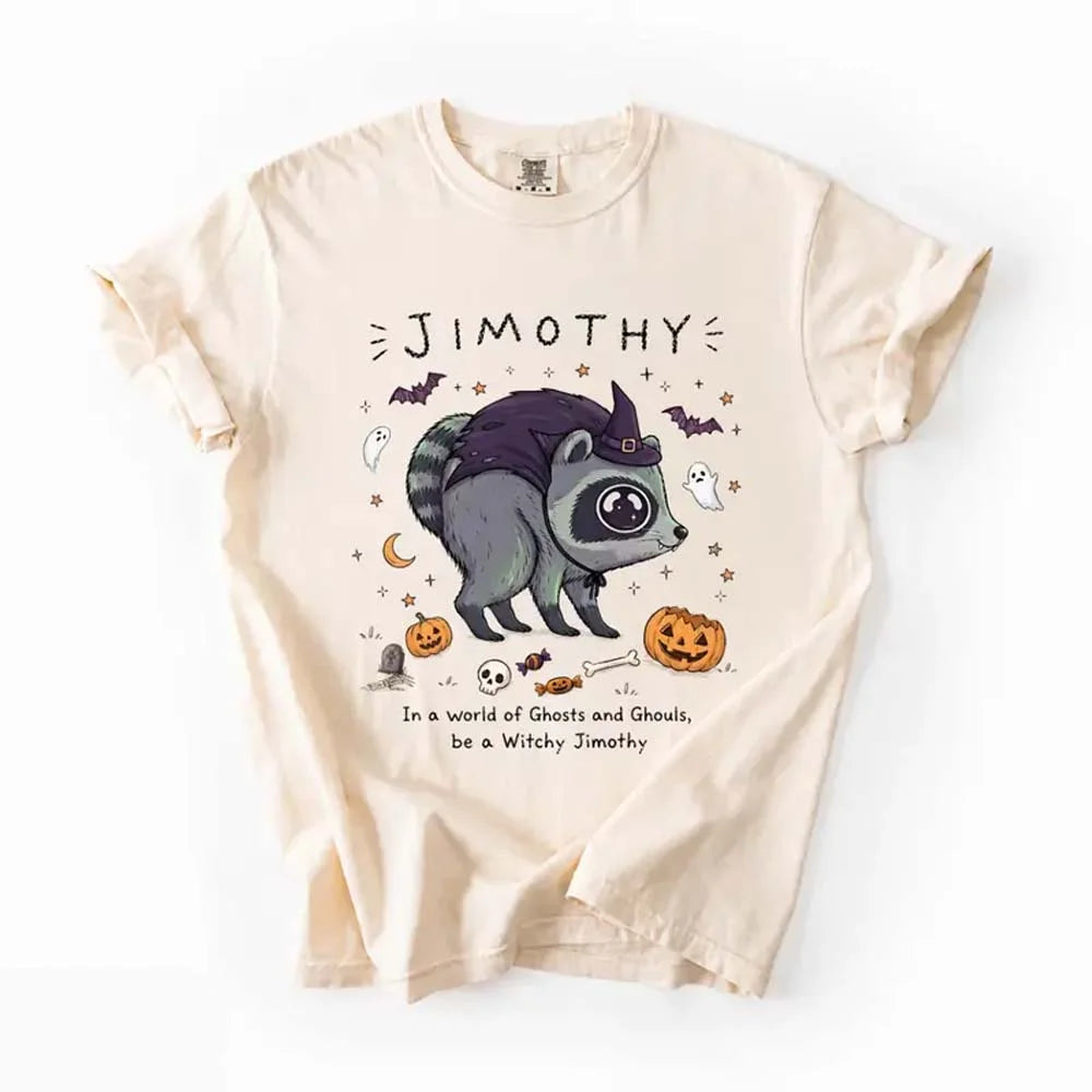 Cute Witchy Raccoon Personalized T-Shirt Spooky Halloween Animal Apparel