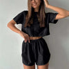 White Eyelet Summer Vacation Two Piece Skirt Set for Women