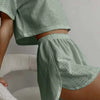 White Eyelet Summer Vacation Two Piece Skirt Set for Women