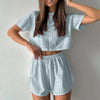 White Eyelet Summer Vacation Two Piece Skirt Set for Women