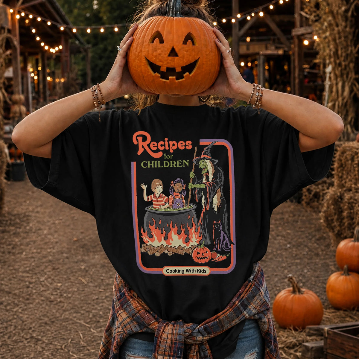 Recipes For Children Retro Witch T-Shirt Funny Dark Humor Halloween Graphic