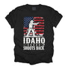 Idaho Shoots Back Patriotic Cowboy T-Shirt Pro Gun 2nd Amendment Apparel