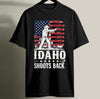 Idaho Shoots Back Patriotic Cowboy T-Shirt Pro Gun 2nd Amendment Apparel