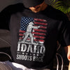 Idaho Shoots Back Patriotic Cowboy T-Shirt Pro Gun 2nd Amendment Apparel