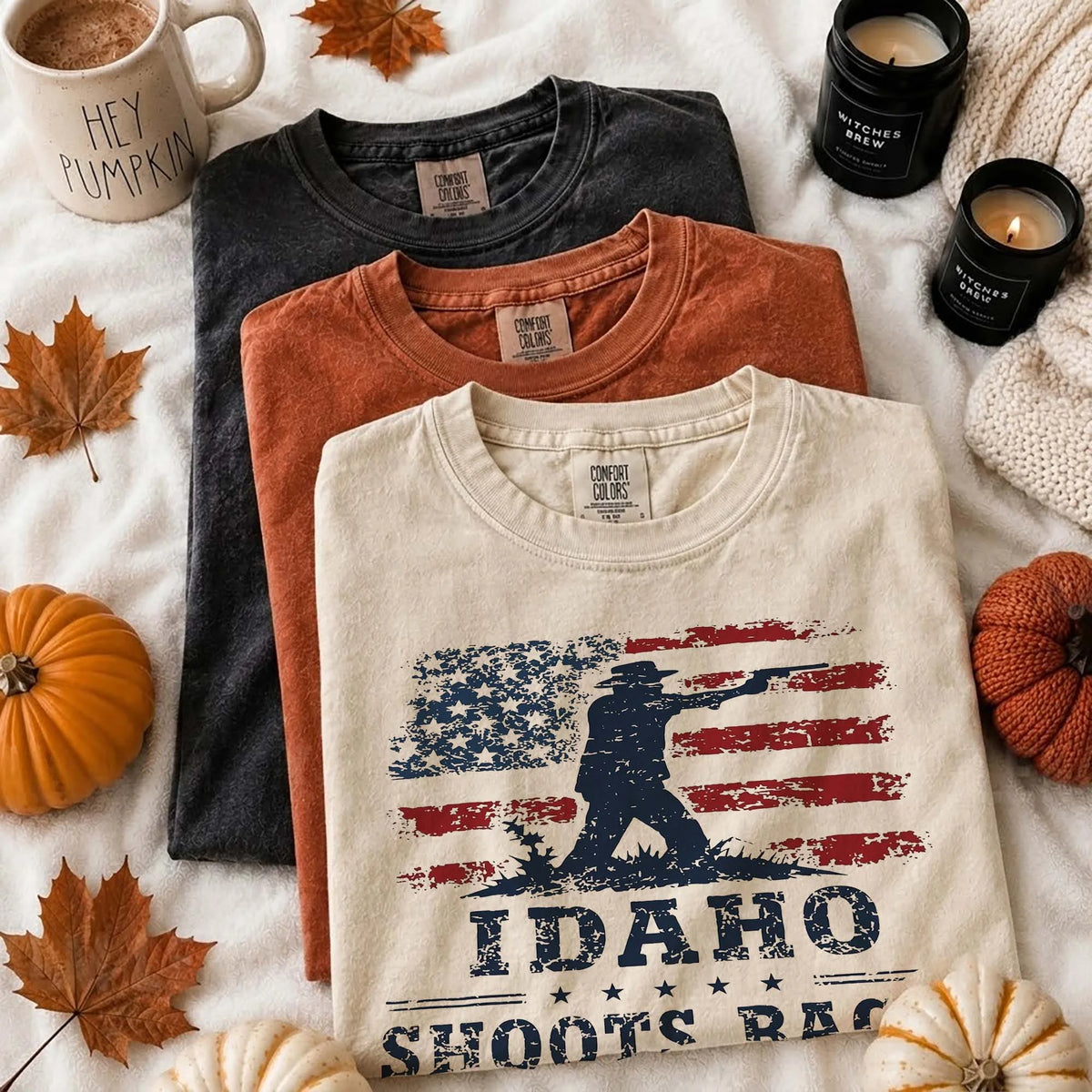 Idaho Shoots Back 2nd Amendment T-Shirt Distressed Flag Pro Gun Tee