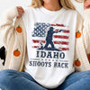 Idaho Shoots Back 2nd Amendment T-Shirt Distressed Flag Pro Gun Tee