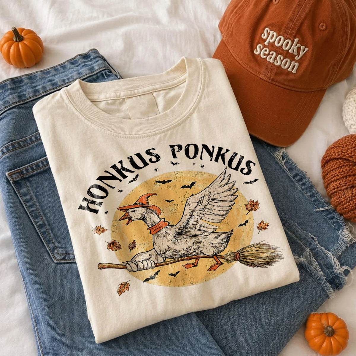 Honkus Ponkus Witch Goose Halloween Tee Vintage Autumn Spooky Season Shirt