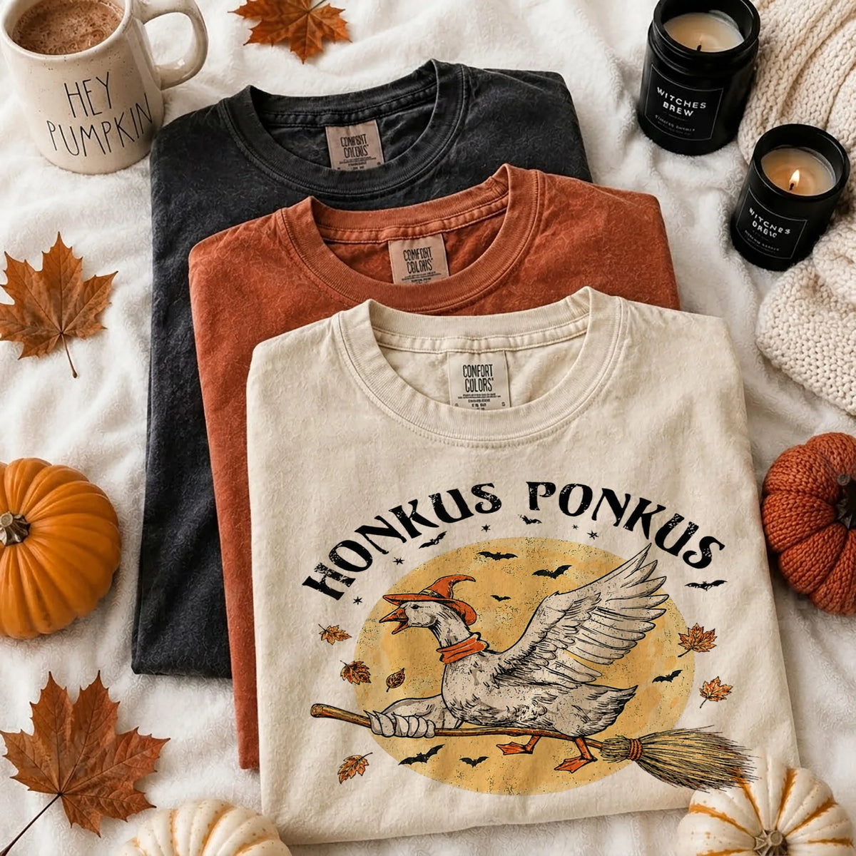 Honkus Ponkus Witch Goose Halloween Tee Vintage Autumn Spooky Season Shirt