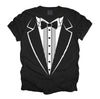 Fake Tuxedo Print T-Shirt Funny Formal Parody Graphic Tee for Bachelor Party