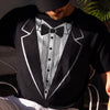 Fake Tuxedo Print T-Shirt Funny Formal Parody Graphic Tee for Bachelor Party