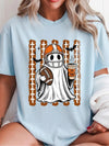 Halloween Football Ghost T-Shirt Pumpkin Coffee Fall Game Day Tee