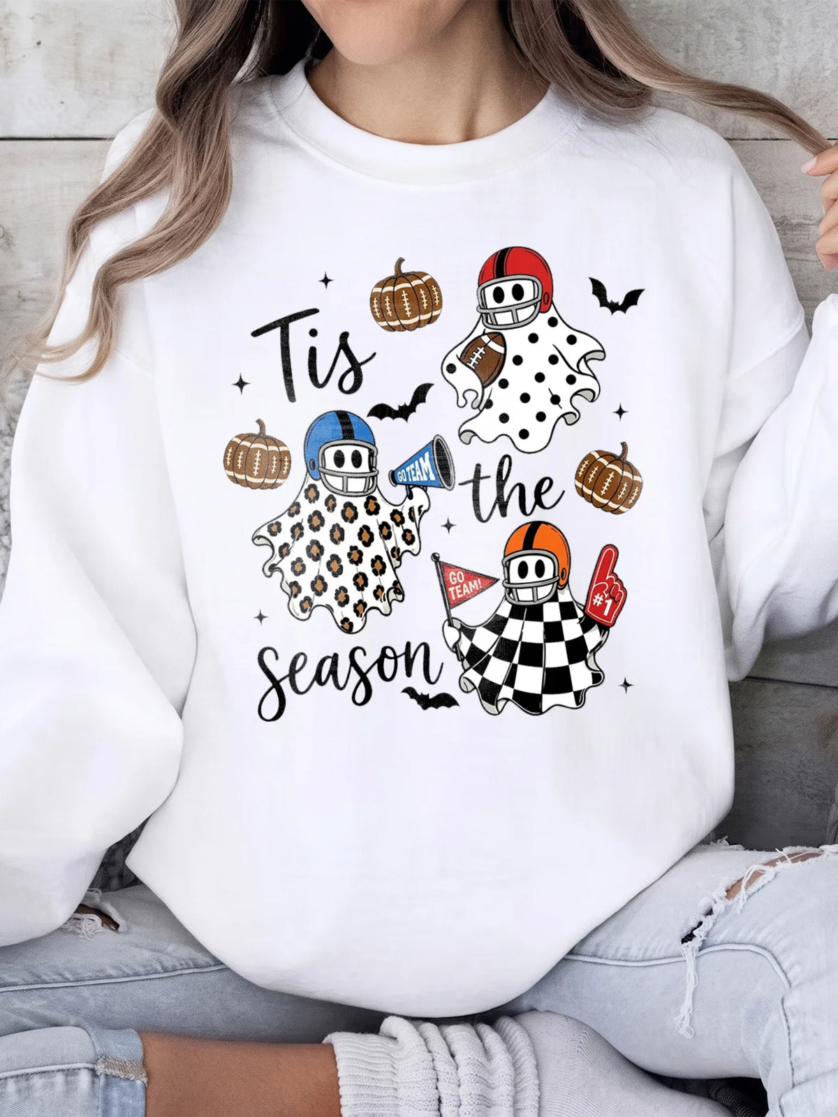Tis The Season Football Ghost T-Shirt Fall Game Day Sports Fan Apparel