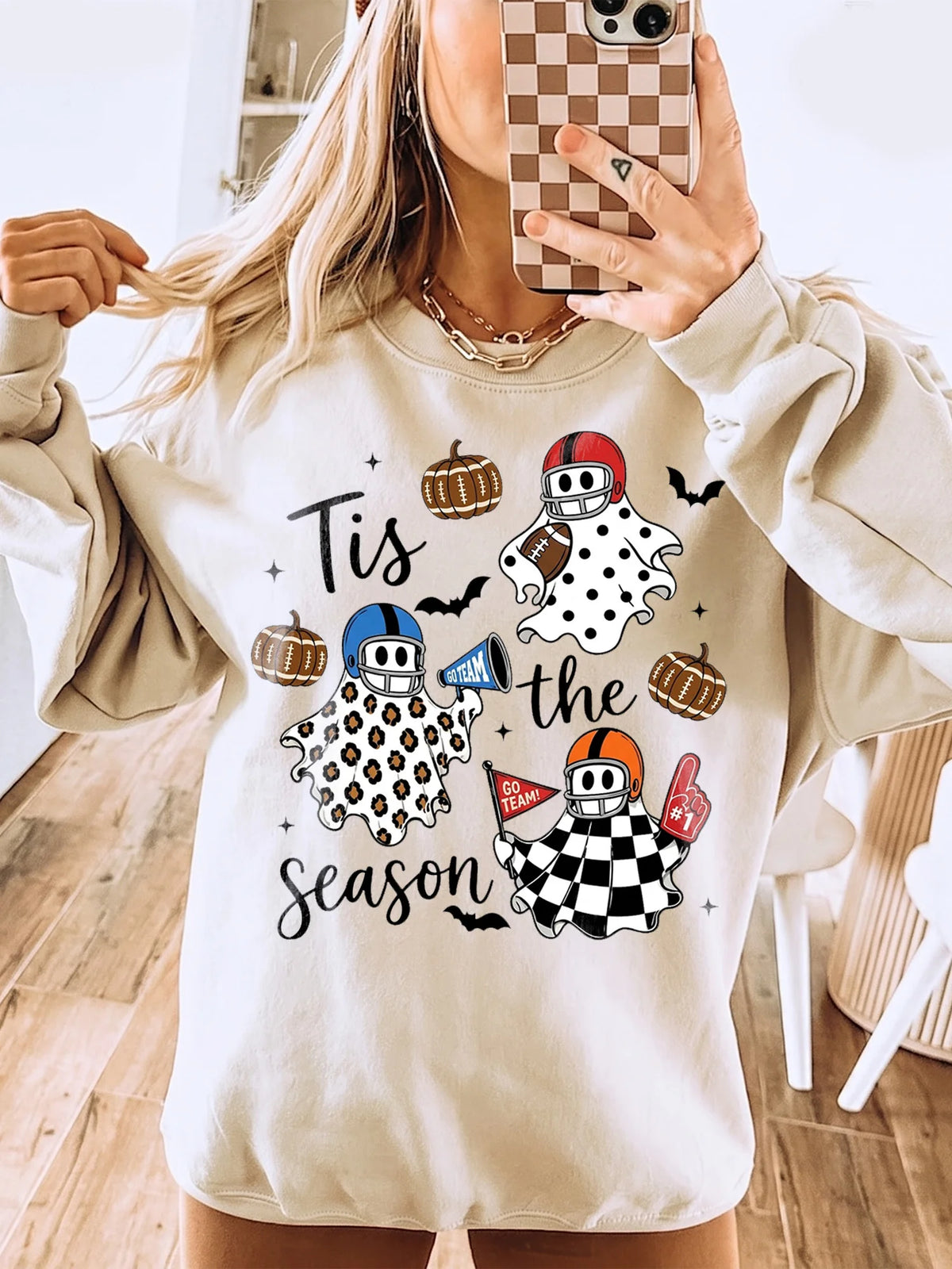 Tis The Season Football Ghost T-Shirt Fall Game Day Sports Fan Apparel