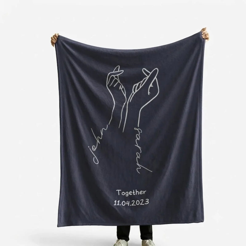 Custom Couples Anniversary Blanket Personalized Line Art Throw Gift