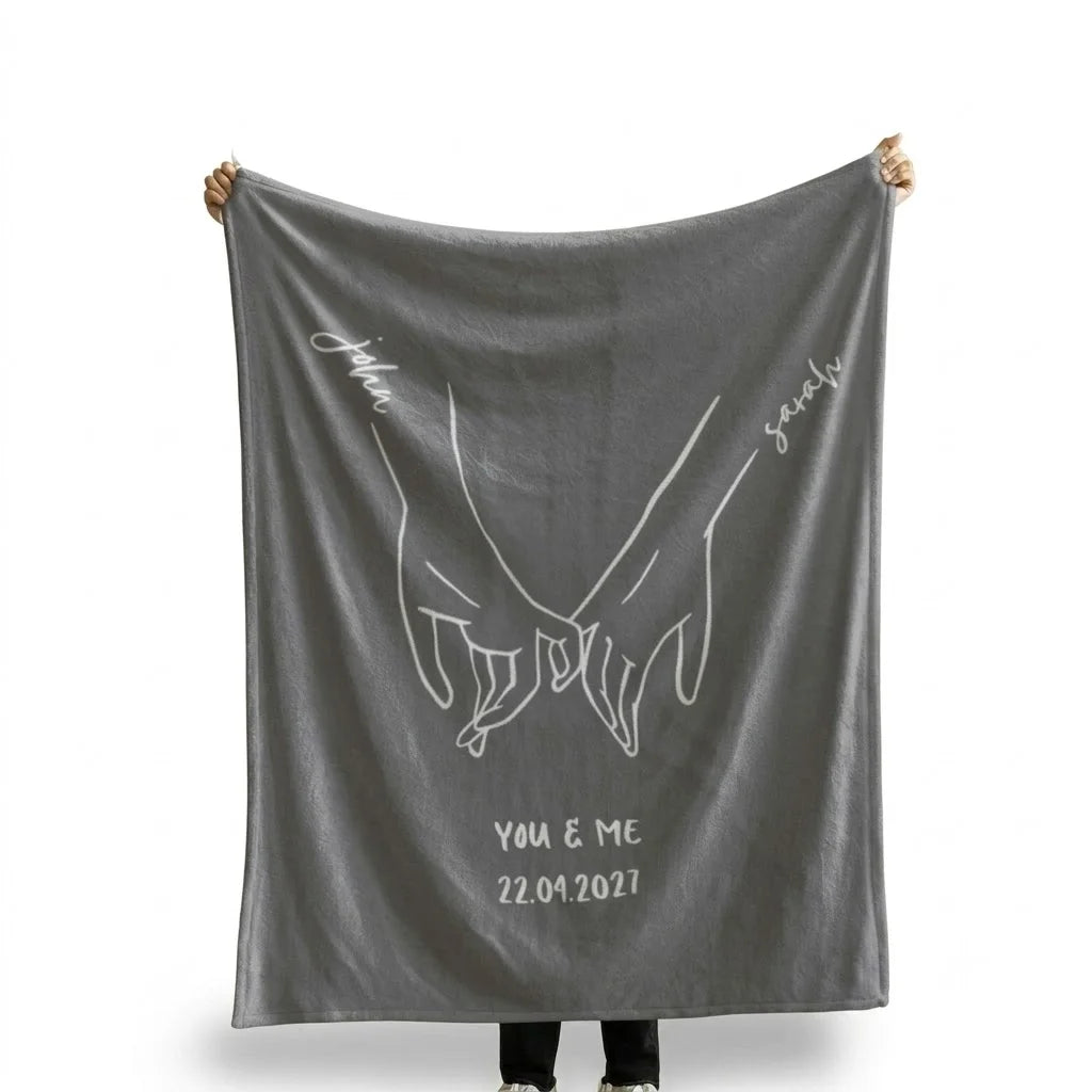 Custom Couples Anniversary Blanket Personalized Line Art Throw Gift