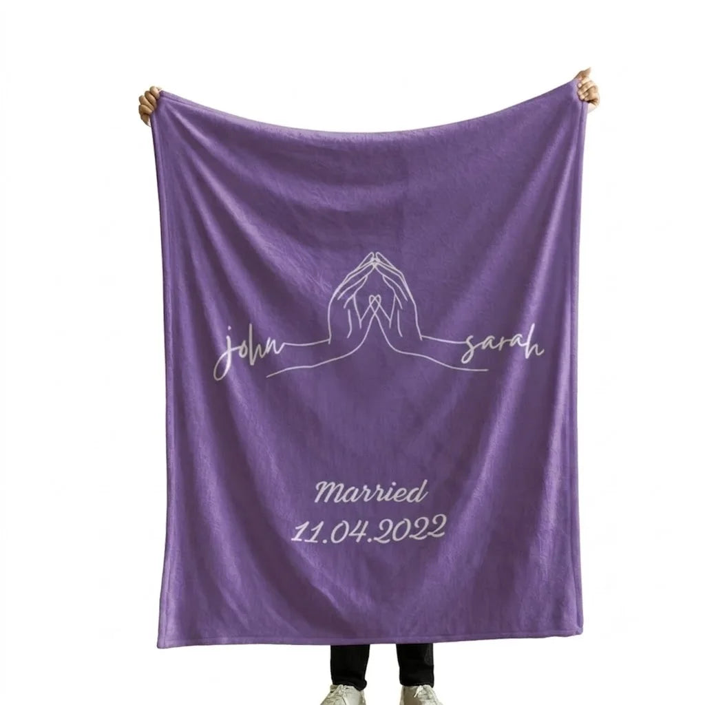 Custom Couples Anniversary Blanket Personalized Line Art Throw Gift