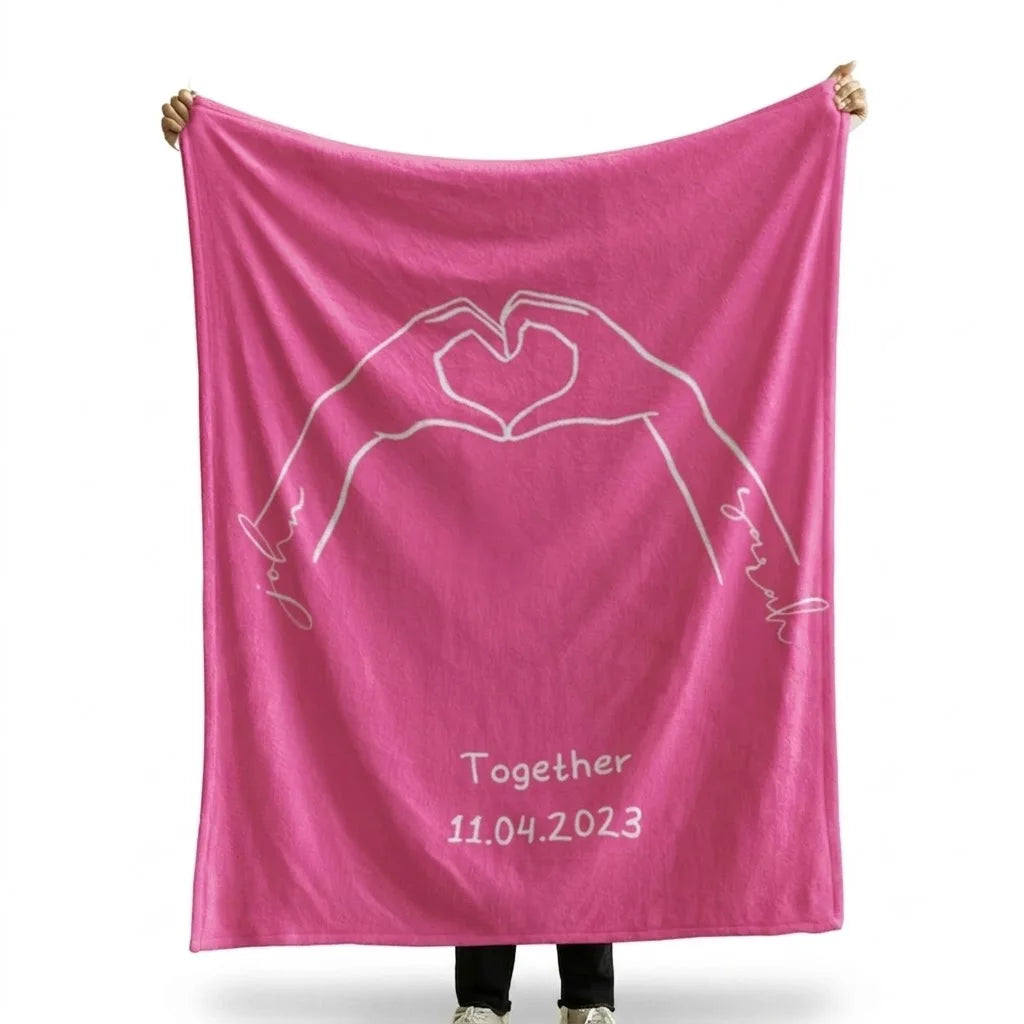 Custom Couples Anniversary Blanket Personalized Line Art Throw Gift