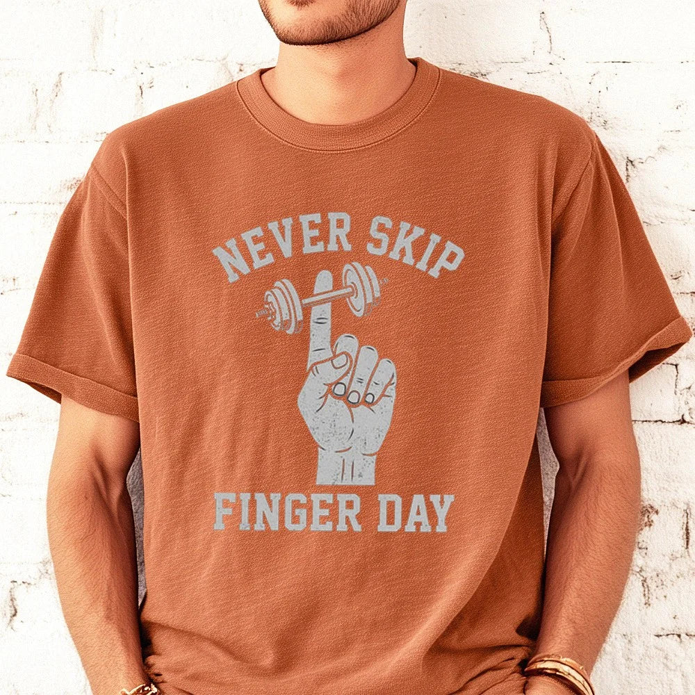 Never Skip Finger Day Funny Gym Humor Sweatshirt Gift for Men