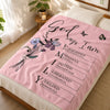 [Made-to-Order] Personalized God Says I Am Christian Fleece Blanket Custom Name Birth Flower Bible Verse Gift