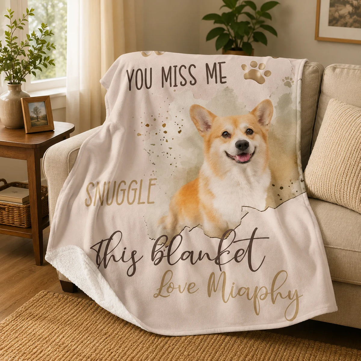 [Made-to-Order] Personalized Pet Photo Snuggle Fleece Blanket Loss Memorial Gift