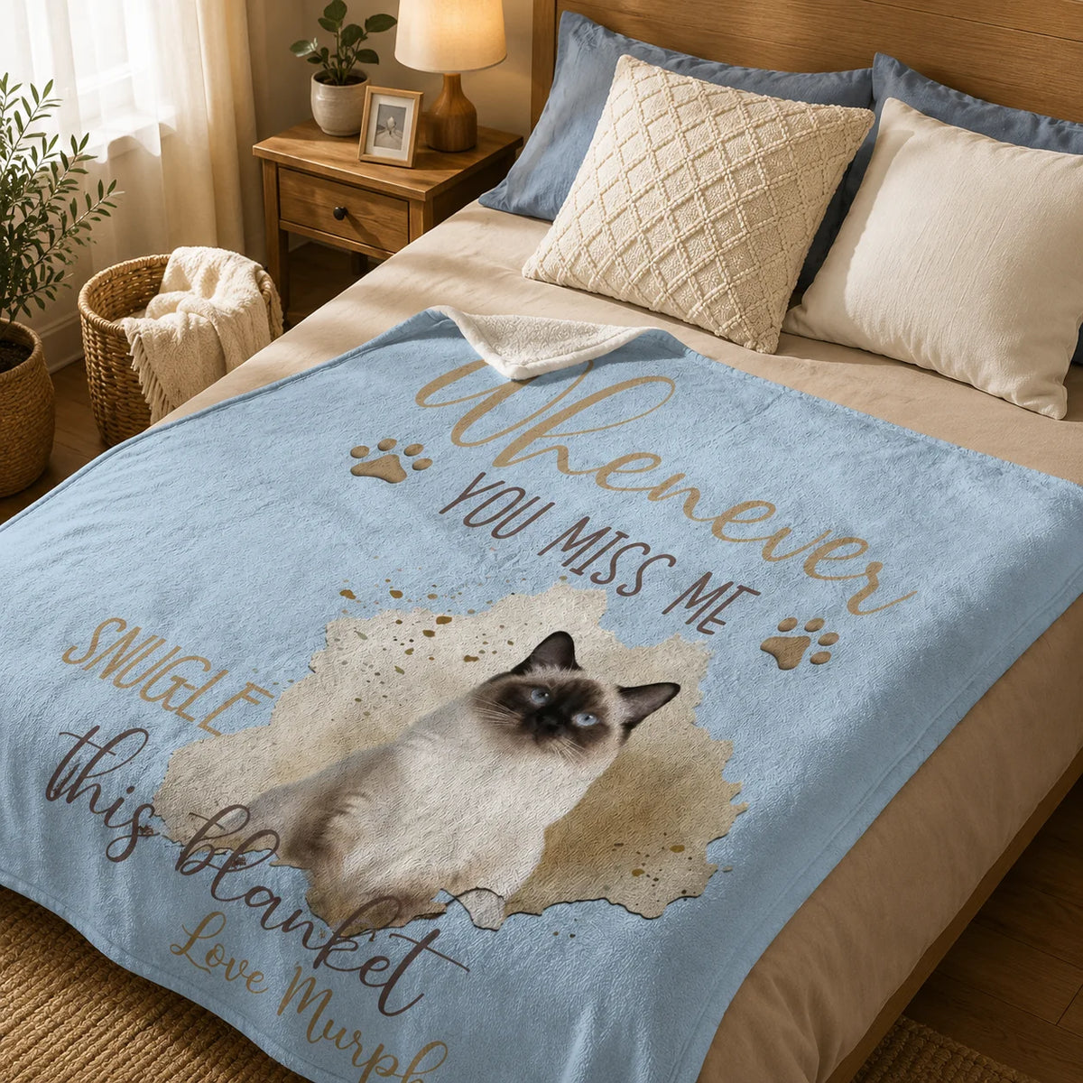 [Made-to-Order] Personalized Pet Photo Snuggle Fleece Blanket Loss Memorial Gift