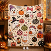 [Made-to-Order] Cute Ghost and Pumpkin Halloween Throw Blanket Cozy Spooky Season Decor