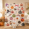 [Made-to-Order] Cute Ghost and Pumpkin Halloween Throw Blanket Cozy Spooky Season Decor