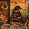 Trick Or Treat Witch Hat Halloween Wall Hanging Sign Front Door Decor