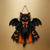 Halloween Bat Cat Door Hanger Spooky Black Cat Porch Decor Sign