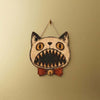Spooky Cat Skull Wooden Door Hanger Gothic Halloween Front Door Sign